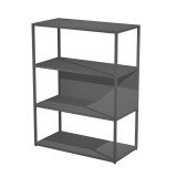 Libreria in metallo media L 90 x P 44 x H 119 cm, struttura antracite 20x20 mm, a giorno con ripiani