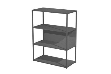 Libreria in metallo media L 90 x P 44 x H 119 cm, struttura antracite 20x20 mm, a giorno con ripiani