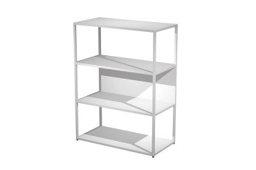 Libreria in metallo media L 90 x P 44 x H 119 cm, struttura colore bianco 20x20 mm, a giorno con ripiani