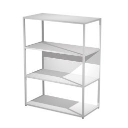 Libreria in metallo media L 90 x P 44 x H 119 cm, struttura colore bianco 20x20 mm, a giorno con ripiani