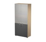 Armadio alto con ante basse in melaminico ed ante in vetro medie nella parte alta Blade l 90 x p 45,8 x h 200 cm