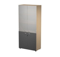 Armadio alto con ante basse in melaminico ed ante in vetro medie nella parte alta Blade l 90 x p 45,8 x h 200 cm