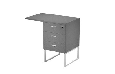 Cassettiera alta con top Blade altezza scrivania su gambe in metallo fornita montata