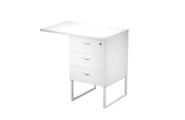 Tall chest of drawers with Blade top at desk height on metal legs supplied assembled