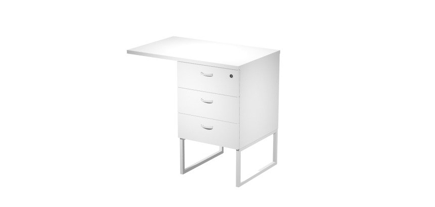 Tall chest of drawers with Blade top at desk height on metal legs supplied assembled