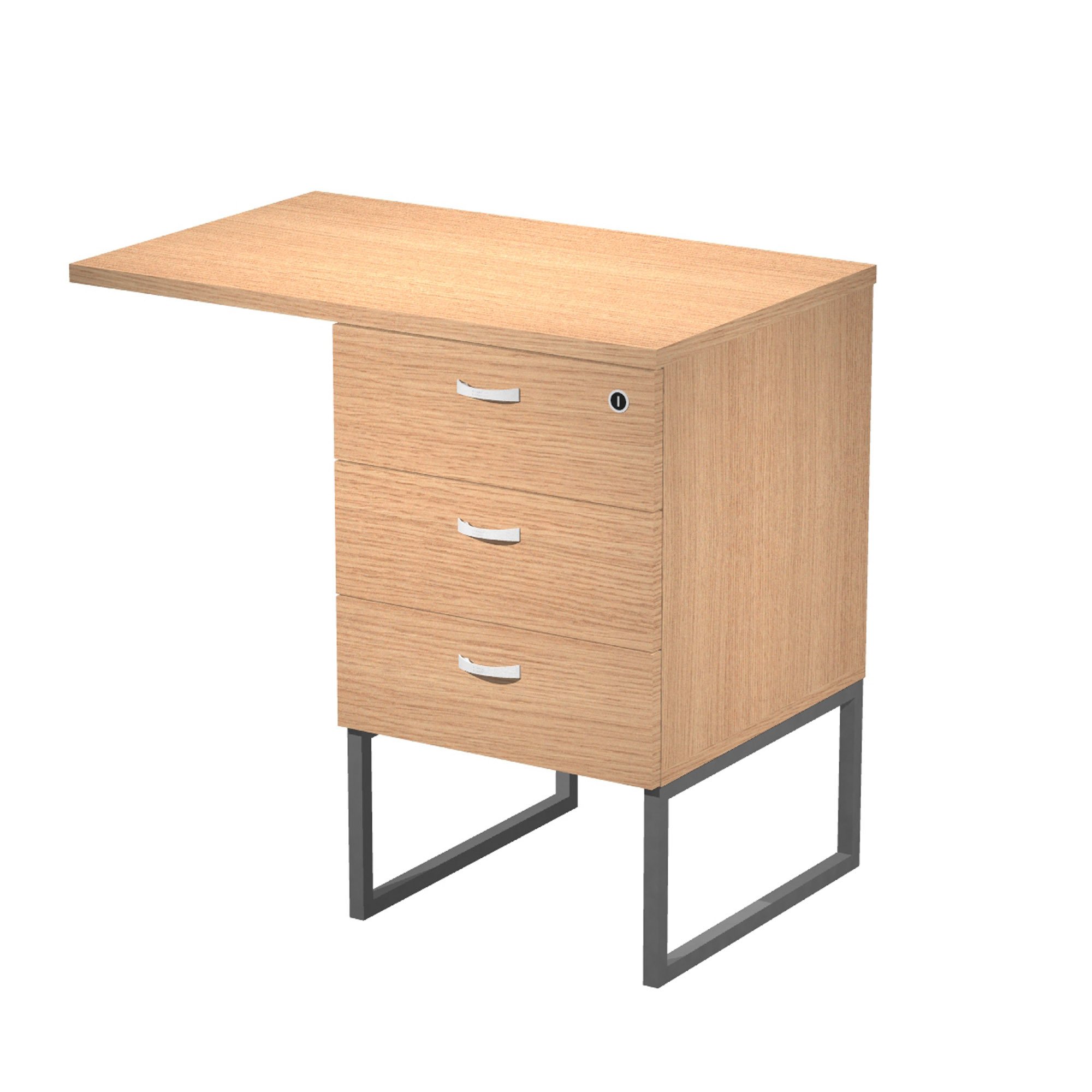 Tall chest of drawers with Blade top at desk height on metal legs supplied assembled
