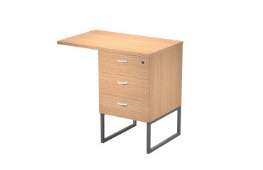 Cassettiera alta con top Blade altezza scrivania su gambe in metallo fornita montata