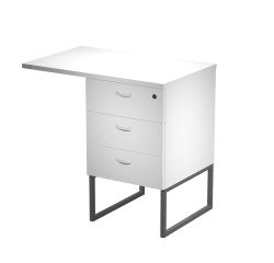 Tall chest of drawers with Blade top at desk height on metal legs supplied assembled