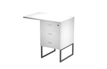 Tall chest of drawers with Blade top at desk height on metal legs supplied assembled