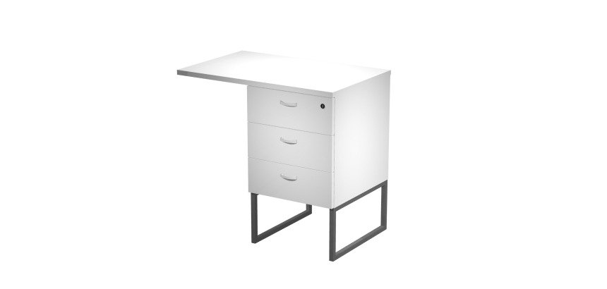 Cassettiera alta con top Blade altezza scrivania su gambe in metallo fornita montata