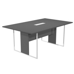 Tavolo riunioni Blade 180 x 110 cm antracite, top bianco, gambe in metallo