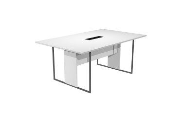 Blade meeting table, 180 x 110 x 74.4 cm, with integrated black top access