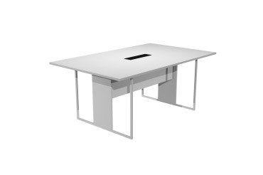 Tavolo riunioni Blade 180 x 110 cm bianco, top nero, gambe in metallo