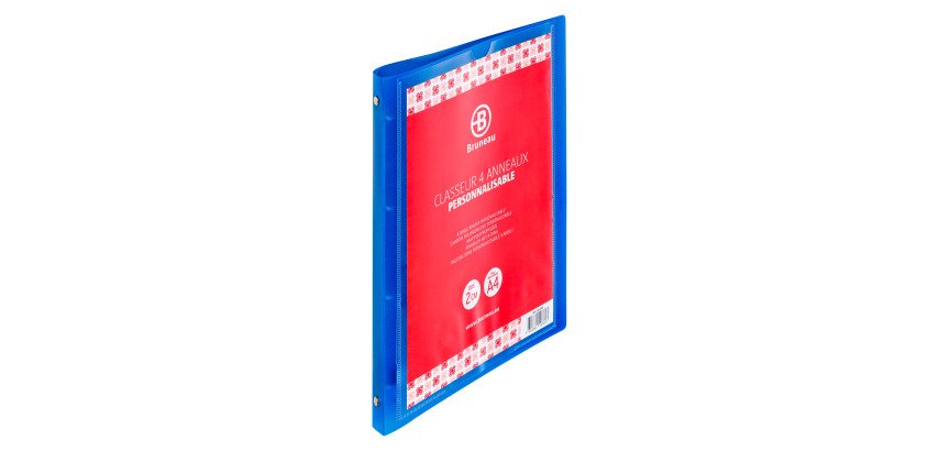 Plastic-coated binder 4 rings Bruneau customizable A4 - Back 2 cm assorted translucent colors