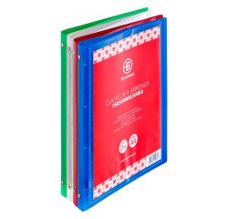 Classeur 4 anneaux plastifié Bruneau personnalisable A4 - Dos 2 cm couleurs assorties translucides