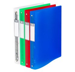 Classeur 4 anneaux plastifié Bruneau A4 - Dos 4 cm couleurs assorties translucides