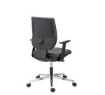 Chaise de bureau WEBSTAR 2 simili cuir anthracite - dossier bas avec accoudoirs fixes - mécanisme Contact permanent - pieds aluminium