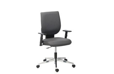 Office chair Nao anthracite synthetic leather - low back with 1D adjustable armrests - permanent contact mechanism - aluminum base