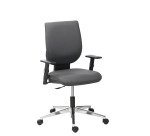 Chaise de bureau WEBSTAR 2 simili cuir anthracite - dossier bas avec accoudoirs réglables 1D - mécanisme Contact permanent - pieds aluminium