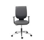 Chaise de bureau WEBSTAR 2 simili cuir anthracite - dossier bas avec accoudoirs fixes - mécanisme Contact permanent - pieds aluminium