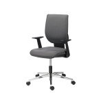 Chaise de bureau WEBSTAR 2 simili cuir anthracite - dossier bas avec accoudoirs fixes - mécanisme Contact permanent - pieds aluminium