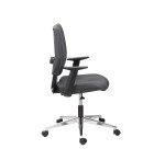 Chaise de bureau WEBSTAR 2 simili cuir anthracite - dossier bas avec accoudoirs fixes - mécanisme Contact permanent - pieds aluminium