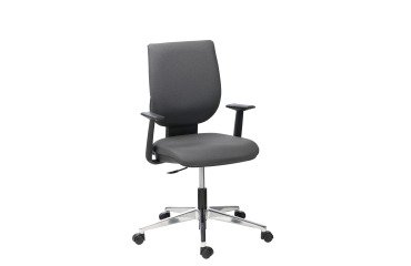 Office chair Nao in anthracite synthetic leather - low back with fixed armrests - permanent Contact mechanism - aluminum base
