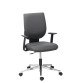 Chaise de bureau Nao simili cuir anthracite - dossier bas avec accoudoirs fixes - mécanisme Contact permanent - pieds aluminium