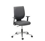 Chaise de bureau WEBSTAR 2 simili cuir anthracite - dossier bas avec accoudoirs fixes - mécanisme Contact permanent - pieds aluminium