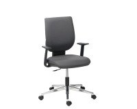 Office chair Nao in anthracite synthetic leather - low back with fixed armrests - permanent Contact mechanism - aluminum base