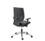 Chaise de bureau WEBSTAR 2 simili cuir anthracite - dossier bas avec accoudoirs réglables 1D - mécanisme Contact permanent - pieds aluminium