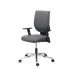 Chaise de bureau WEBSTAR 2 simili cuir anthracite - dossier bas avec accoudoirs réglables 1D - mécanisme Contact permanent - pieds aluminium