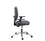 Chaise de bureau WEBSTAR 2 simili cuir anthracite - dossier bas avec accoudoirs réglables 1D - mécanisme Contact permanent - pieds aluminium