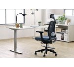 Chaise de bureau ERGO MOOV' - Tissu et maille - Dossier haut avec soutien lombaire - Appui-tête - Accoudoirs - Mécanisme synchrone avec réglage profondeur d'assise
