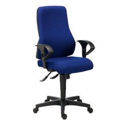 Chaise de bureau Top Point tissu - dossier haut avec accoudoirs 2D - mécanisme Synchrone - pieds noir