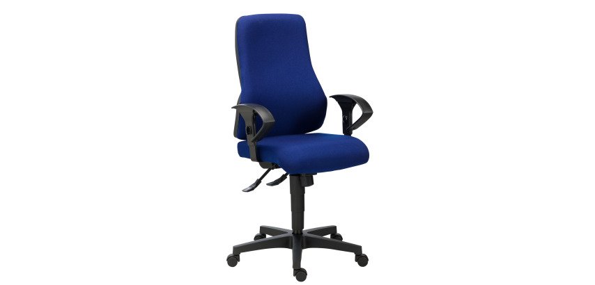 Chaise de bureau Top Point tissu - dossier haut avec accoudoirs 2D - mécanisme Synchrone - pieds noir