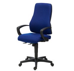 Chaise de bureau Top Point tissu - dossier haut avec accoudoirs fixes - mécanisme Synchrone - pieds noir