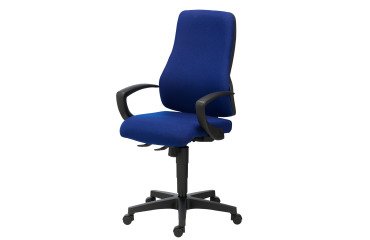 Office chair Dhark fabric - high back with fixed armrests - synchronous mechanism - black legs