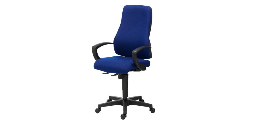 Chaise de bureau Top Point tissu - dossier haut avec accoudoirs fixes - mécanisme Synchrone - pieds noir