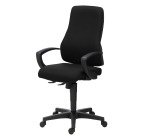 Chaise de bureau Top Point tissu - dossier haut avec accoudoirs fixes - mécanisme Synchrone - pieds noir