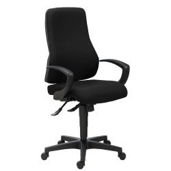 Chaise de bureau Top Point tissu - dossier haut avec accoudoirs fixes - mécanisme Synchrone - pieds noir