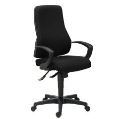 Office chair Dhark fabric - high back with fixed armrests - synchronous mechanism - black legs
