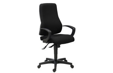 Office chair Dhark fabric - high back with fixed armrests - synchronous mechanism - black legs
