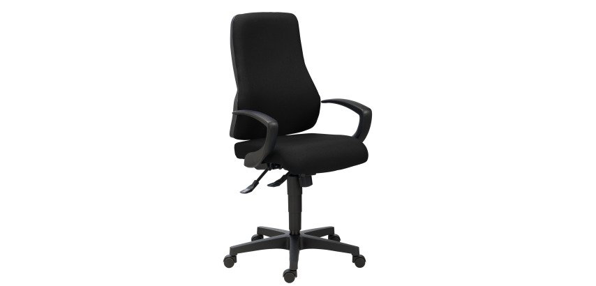 Chaise de bureau Top Point tissu - dossier haut avec accoudoirs fixes - mécanisme Synchrone - pieds noir