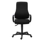 Chaise de bureau Top Point tissu - dossier haut avec accoudoirs fixes - mécanisme Synchrone - pieds noir