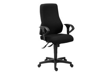 Chaise de bureau Dhark tissu - dossier haut avec accoudoirs 2D - mécanisme Synchrone - pieds noir
