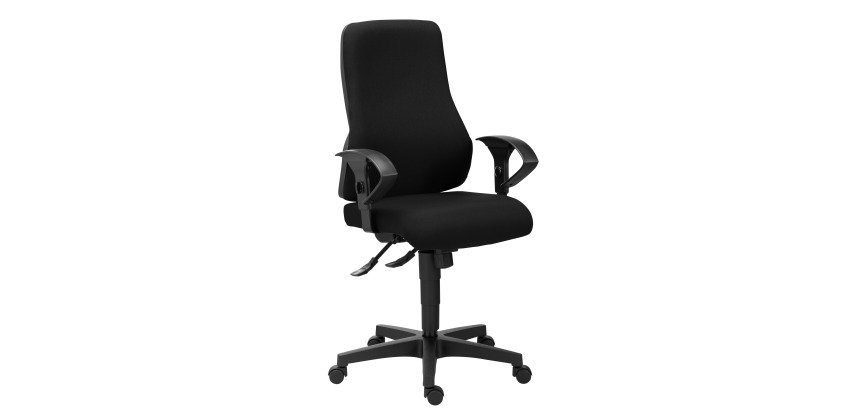 Chaise de bureau Dhark tissu - dossier haut - avec ou sans accoudoirs - mécanisme Synchrone - pieds noir