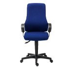 Chaise de bureau Top Point tissu - dossier haut avec accoudoirs 2D - mécanisme Synchrone - pieds noir