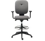 Chaise de bureau Alia tissu anthracite - dossier bas - avec ou sans accoudoirs - mécanisme Synchrone - pieds noir - repose pieds