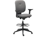 Office chair Alia anthracite fabric - low back with 1D armrests - Synchronous mechanism - black base